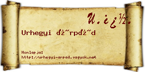 Urhegyi Árpád névjegykártya