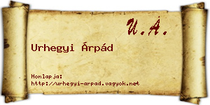 Urhegyi Árpád névjegykártya